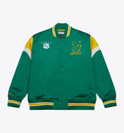 Minnesota North Stars Cooperstown Heavyweight Full-Snap Satin Varsity Jacket