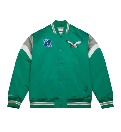 Philadelphia Eagles Cooperstown Heavyweight Full-Snap Green Satin Varsity Jacket