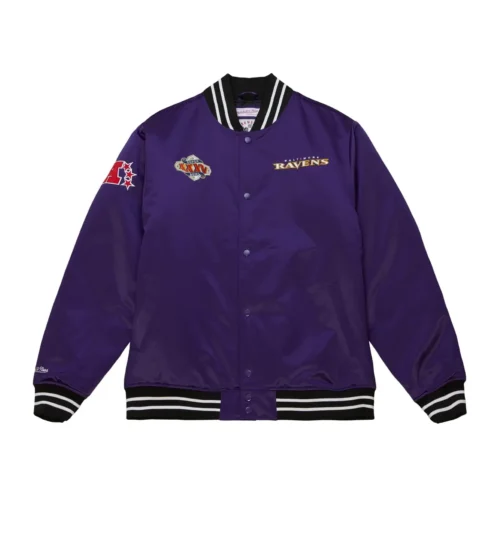 Baltimore Ravens Heavyweight Full-Snap Satin Varsity Purple Jacket