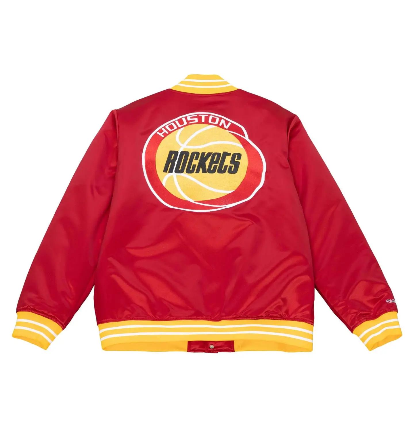 Houston Rockets Hardwood Classics Full-Snap Satin Varsity Red Jacket - Image 2