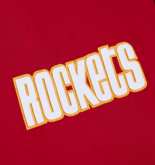 Houston Rockets Hardwood Classics Full-Snap Satin Varsity Red Jacket - Image 4