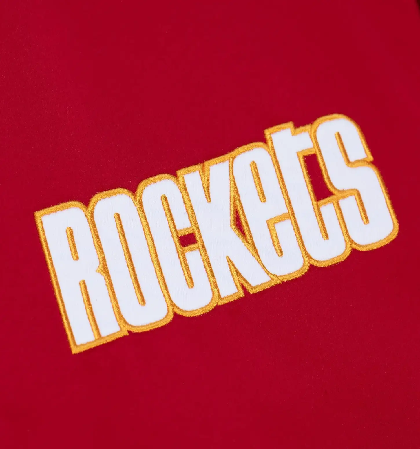 Houston Rockets Hardwood Classics Full-Snap Satin Varsity Red Jacket - Image 4