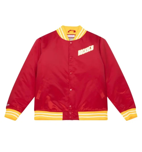 Houston Rockets Hardwood Classics Full-Snap Satin Varsity Red Jacket