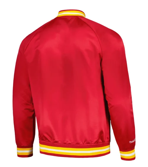 Alternative view of Houston Rockets Throwback Wordmark Red Satin Varsity Jacket