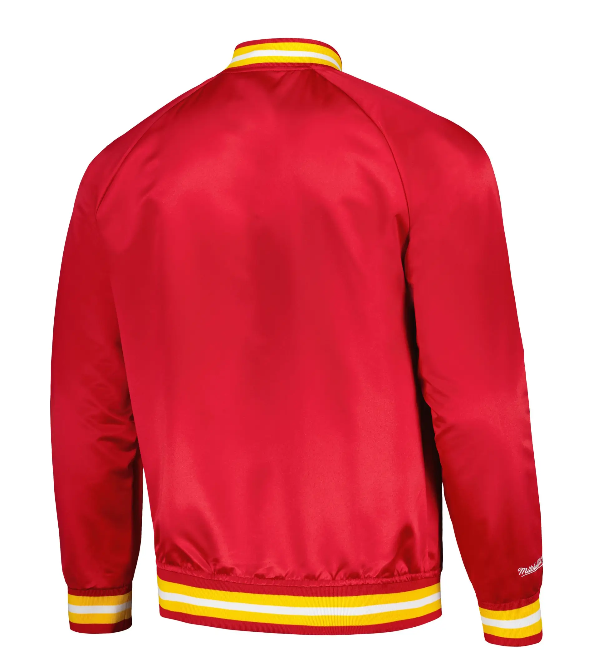 Houston Rockets Throwback Wordmark Red Satin Varsity Jacket - Image 2