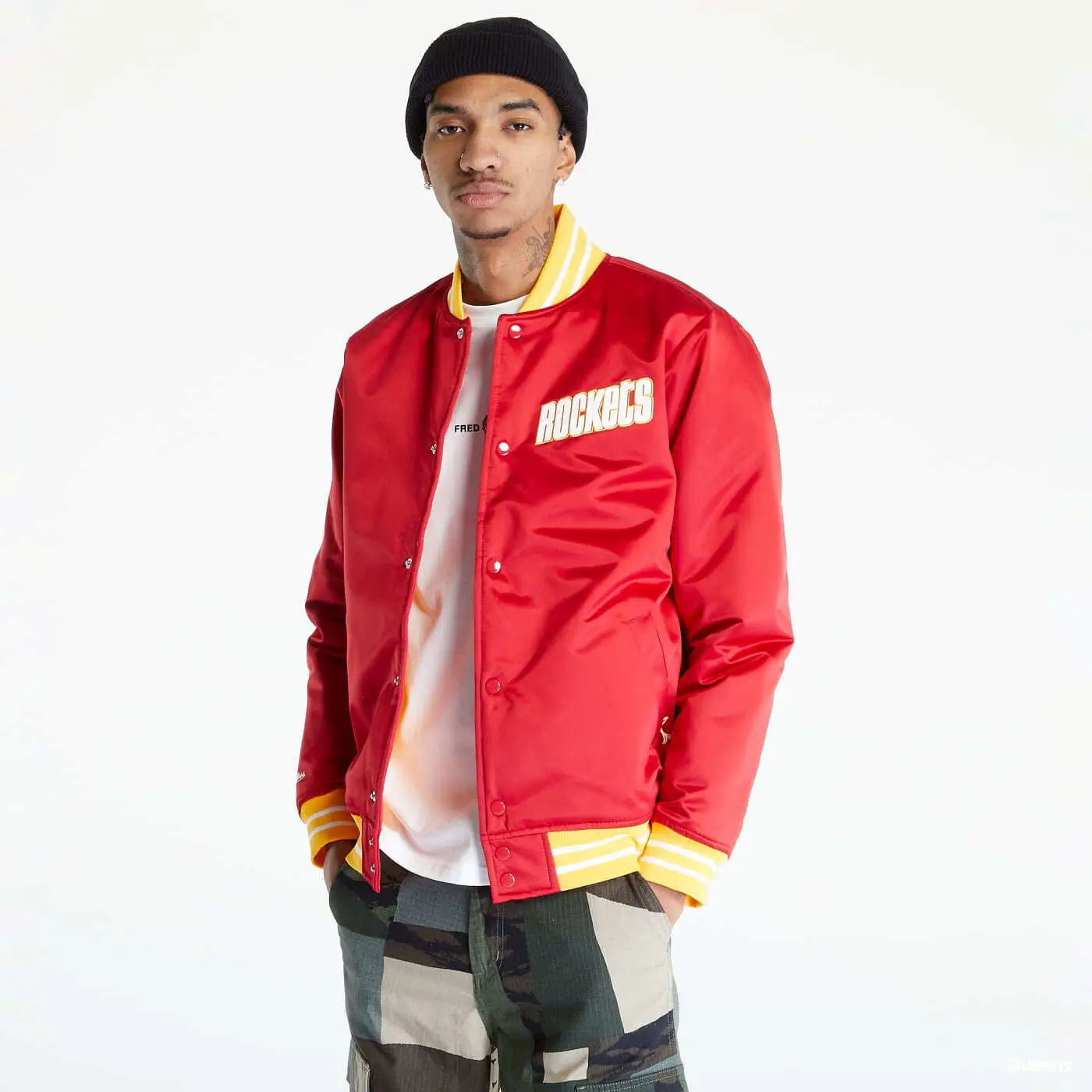 Houston Rockets Hardwood Classics Red Satin Varsity Jacket