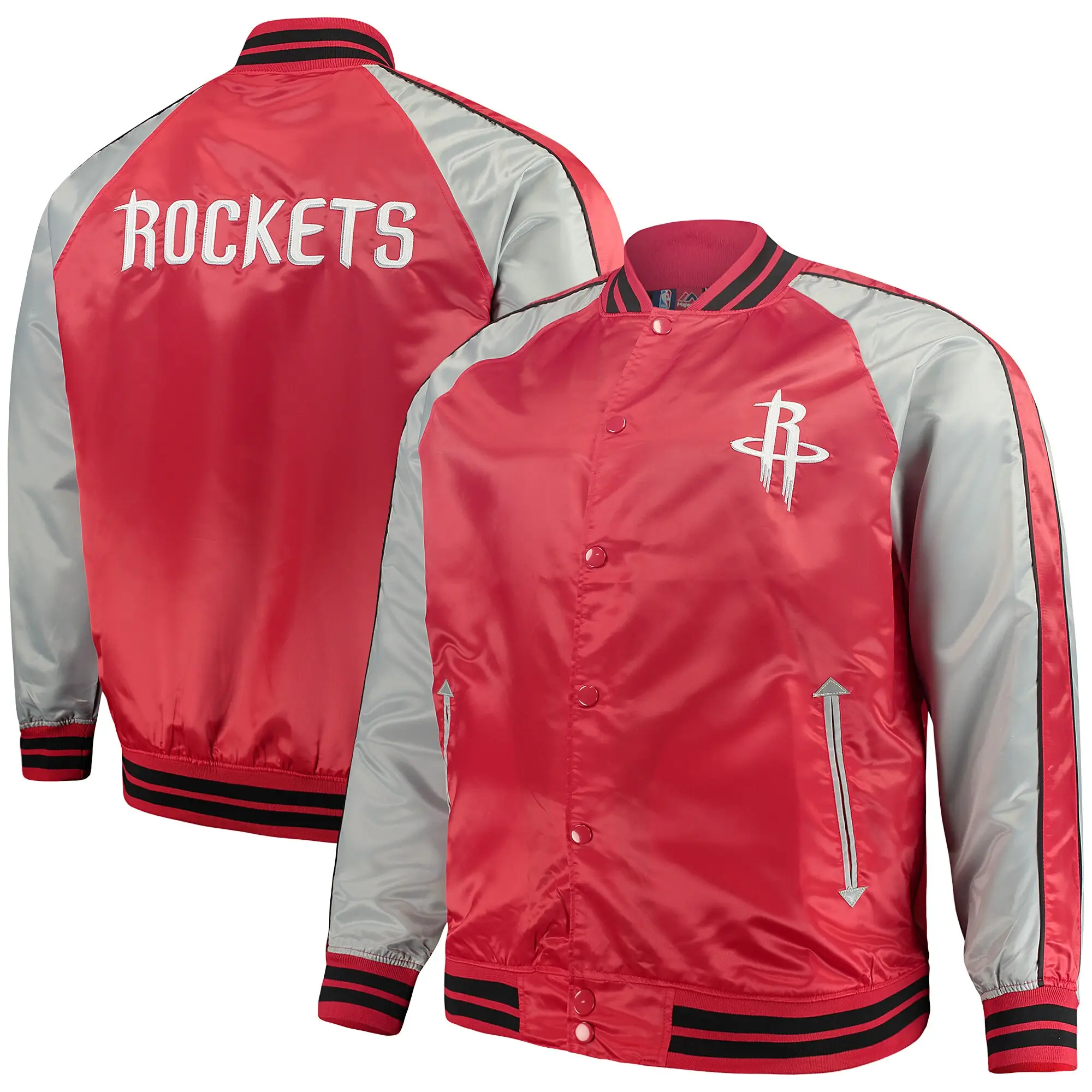 Houston Rockets Majestic Big & Tall Red Satin Full-Snap Jacket - Image 3