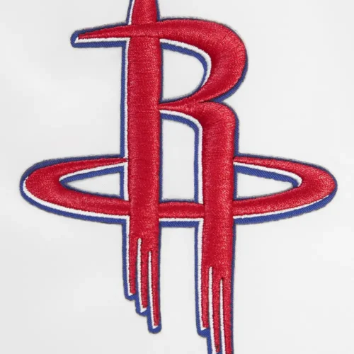Houston Rockets City Edition Full-Snap White Satin Varsity Jacket - Image 4