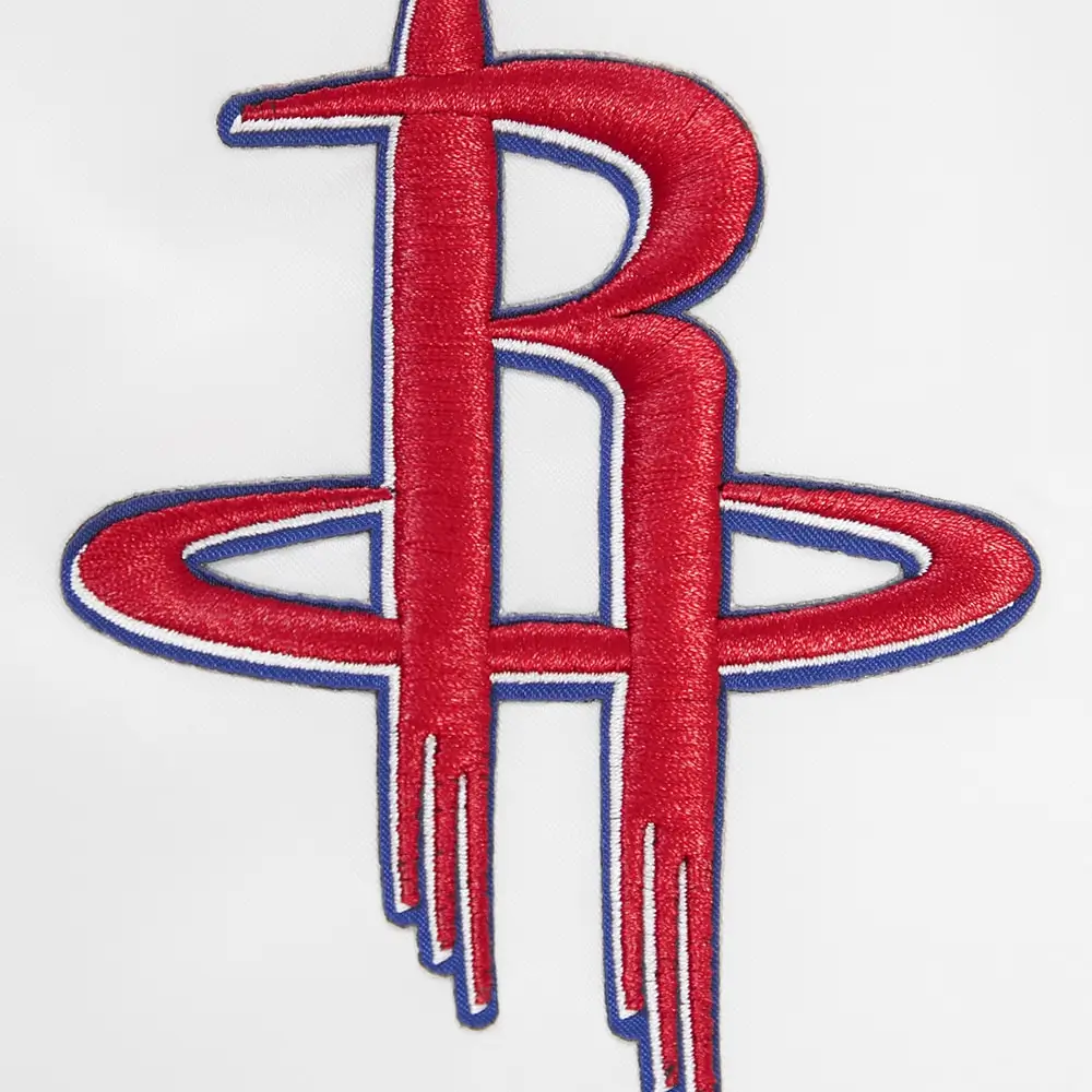 Houston Rockets City Edition Full-Snap White Satin Varsity Jacket - Image 4