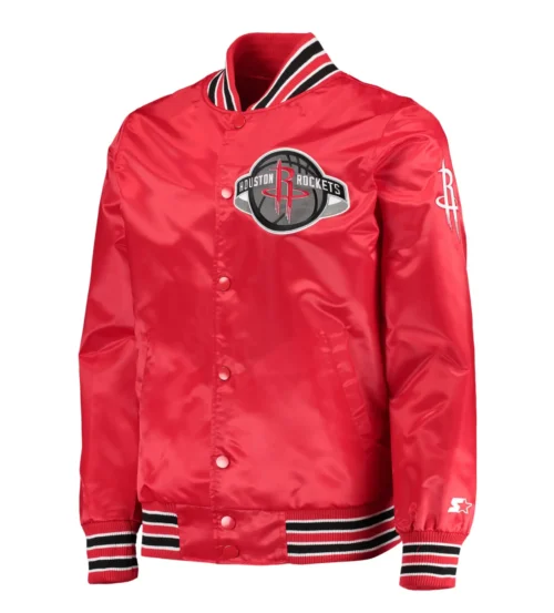 Houston Rockets The Diamond Classic Red Satin Full-Snap Varsity Jacket