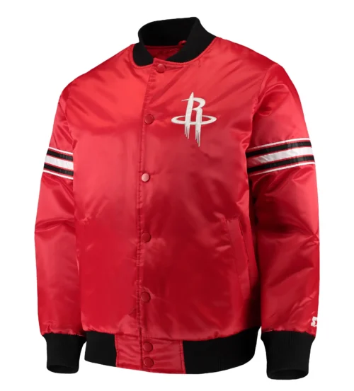 Houston Rockets The Draft Pick Full-Snap Red Satin Varsity Jacket