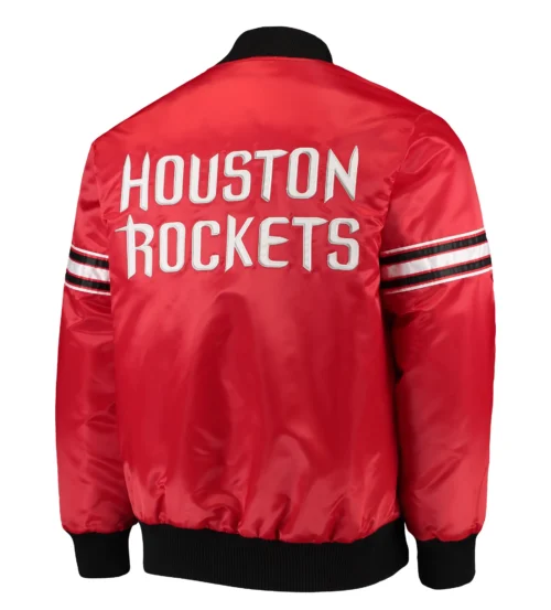 Alternative view of Houston Rockets The Draft Pick Full-Snap Red Satin Varsity Jacket