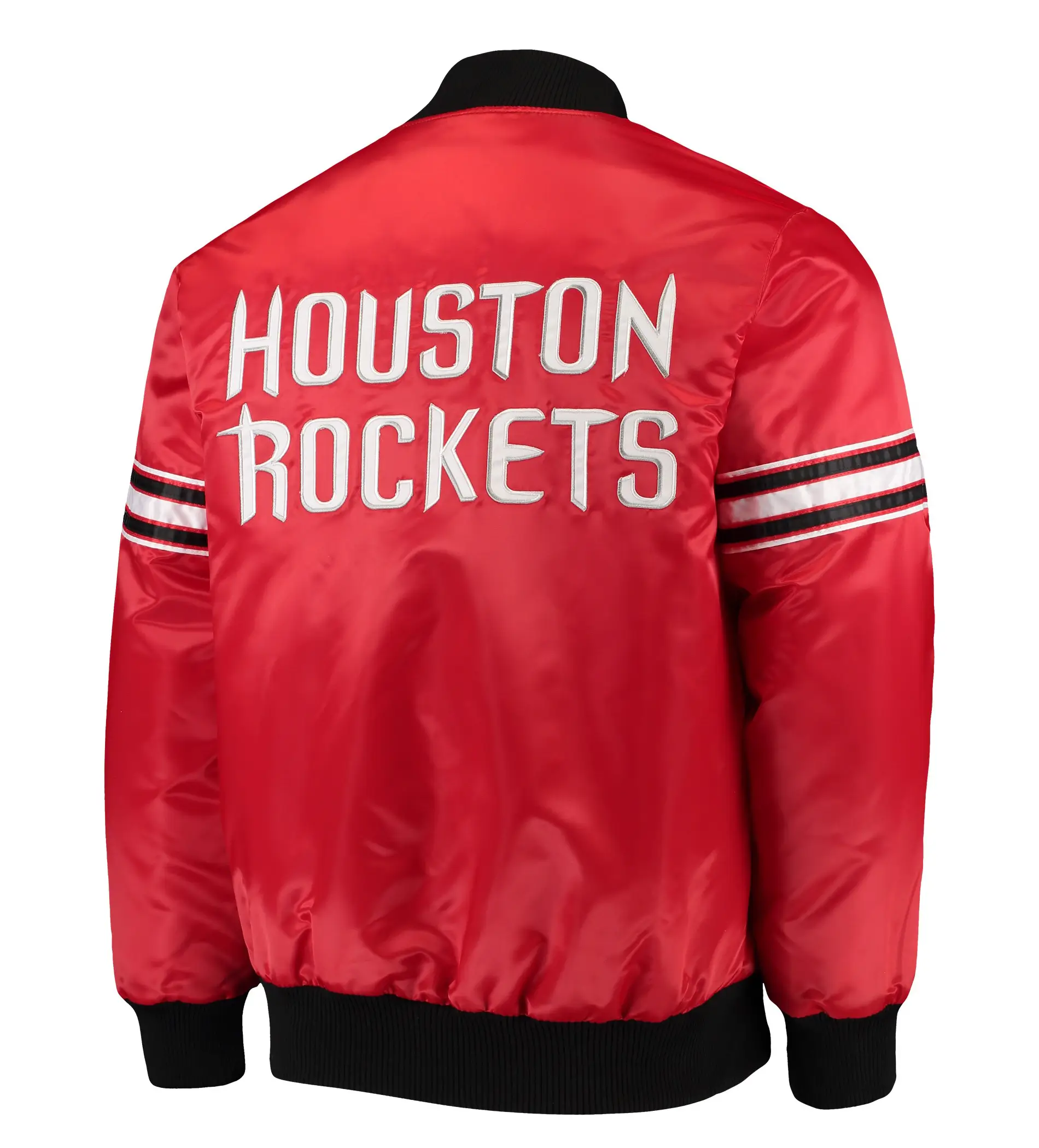 Houston Rockets The Draft Pick Full-Snap Red Satin Varsity Jacket - Image 2