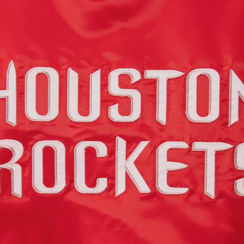 Houston Rockets The Draft Pick Full-Snap Red Satin Varsity Jacket - Image 3