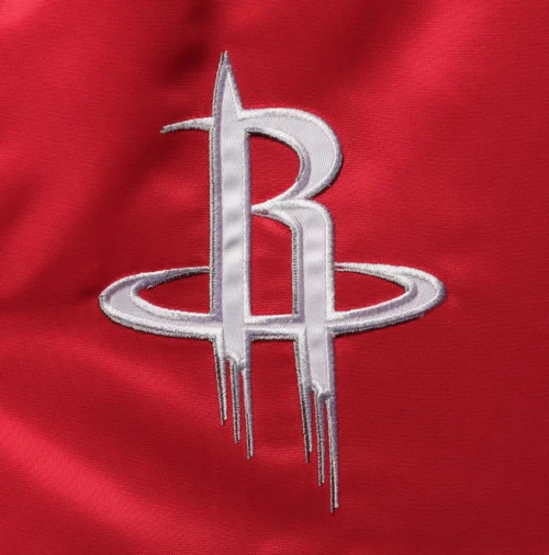 Houston Rockets The Enforcer Full-Snap Red & Black Satin Varsity Jacket - Image 3