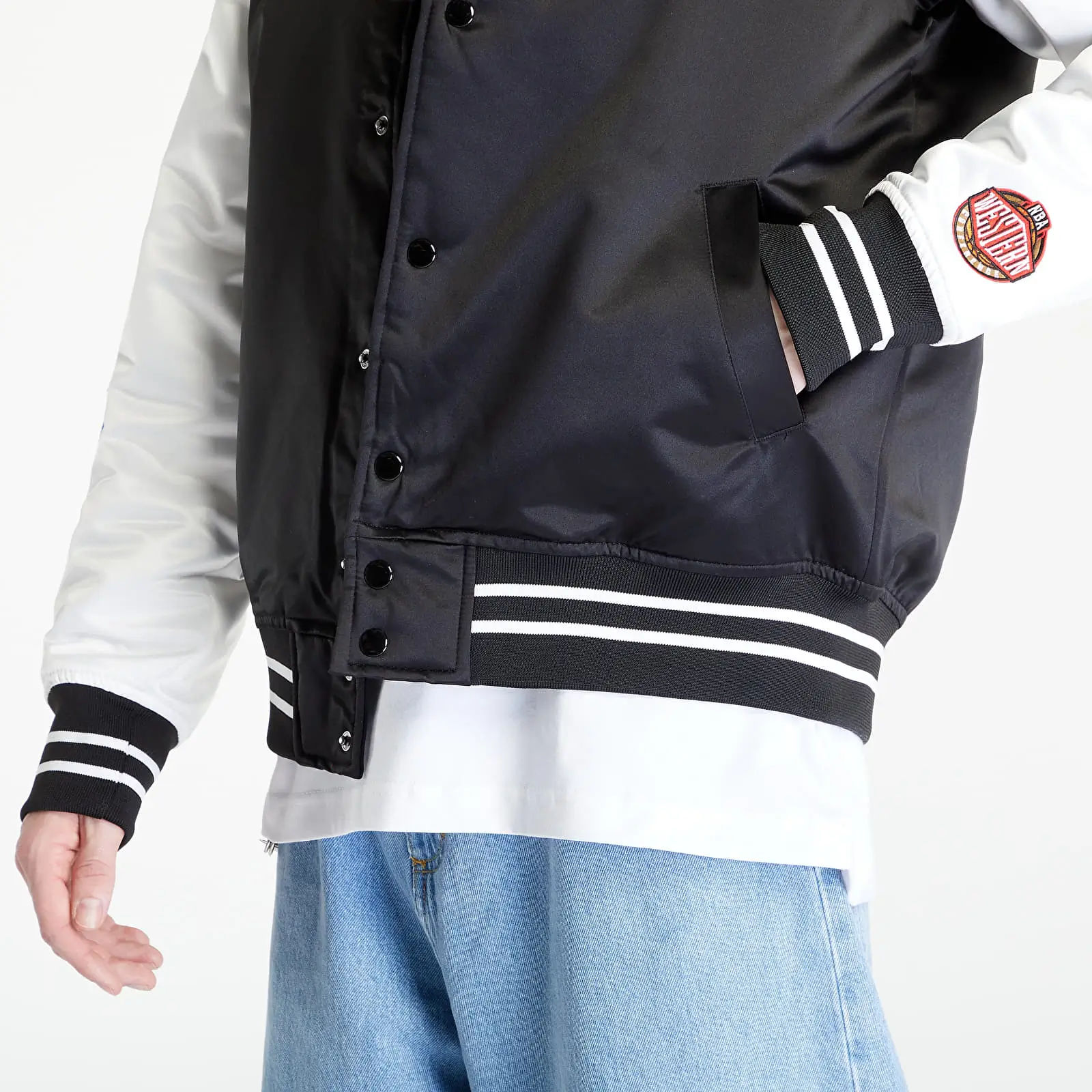 Houston Rockets Team Origins Black & White Satin Varsity Jacket - Image 6