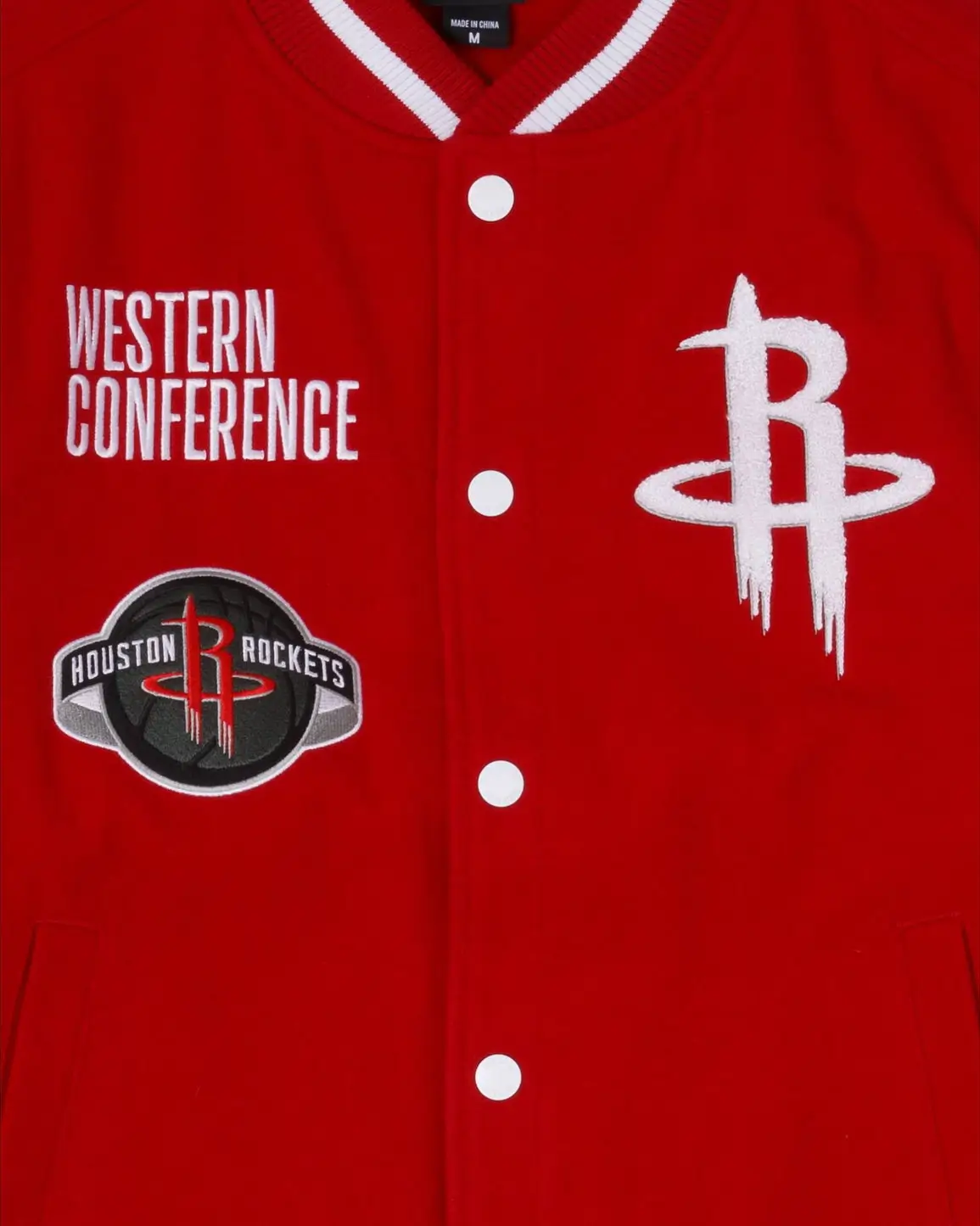 Houston Rockets Western Conference Red & White Wool Varsity Jacket - Image 3