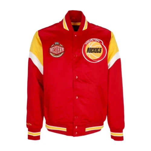 Houston Rockets Cooperstown Heavyweight Full-Snap Satin Varsity Jacket