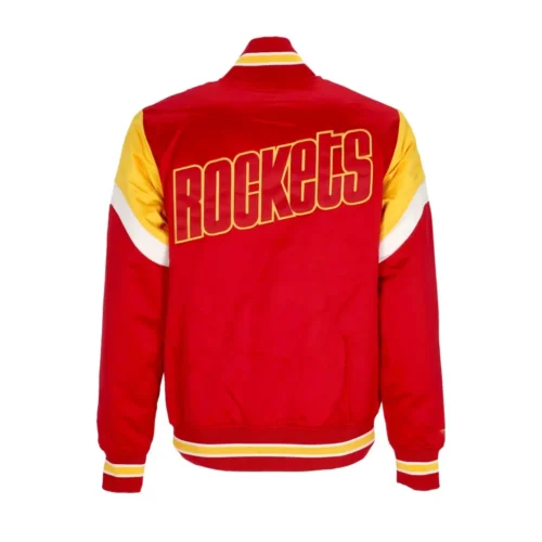 Alternative view of Houston Rockets Cooperstown Heavyweight Full-Snap Satin Varsity Jacket