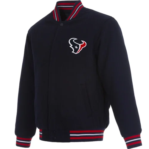 Houston Texans Football Team Players One Color Navy Full Wool Varsity Jacket