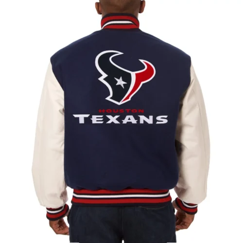 Alternative view of Houston Texans Two Tone Wool & Faux Leather Varsity Jacket