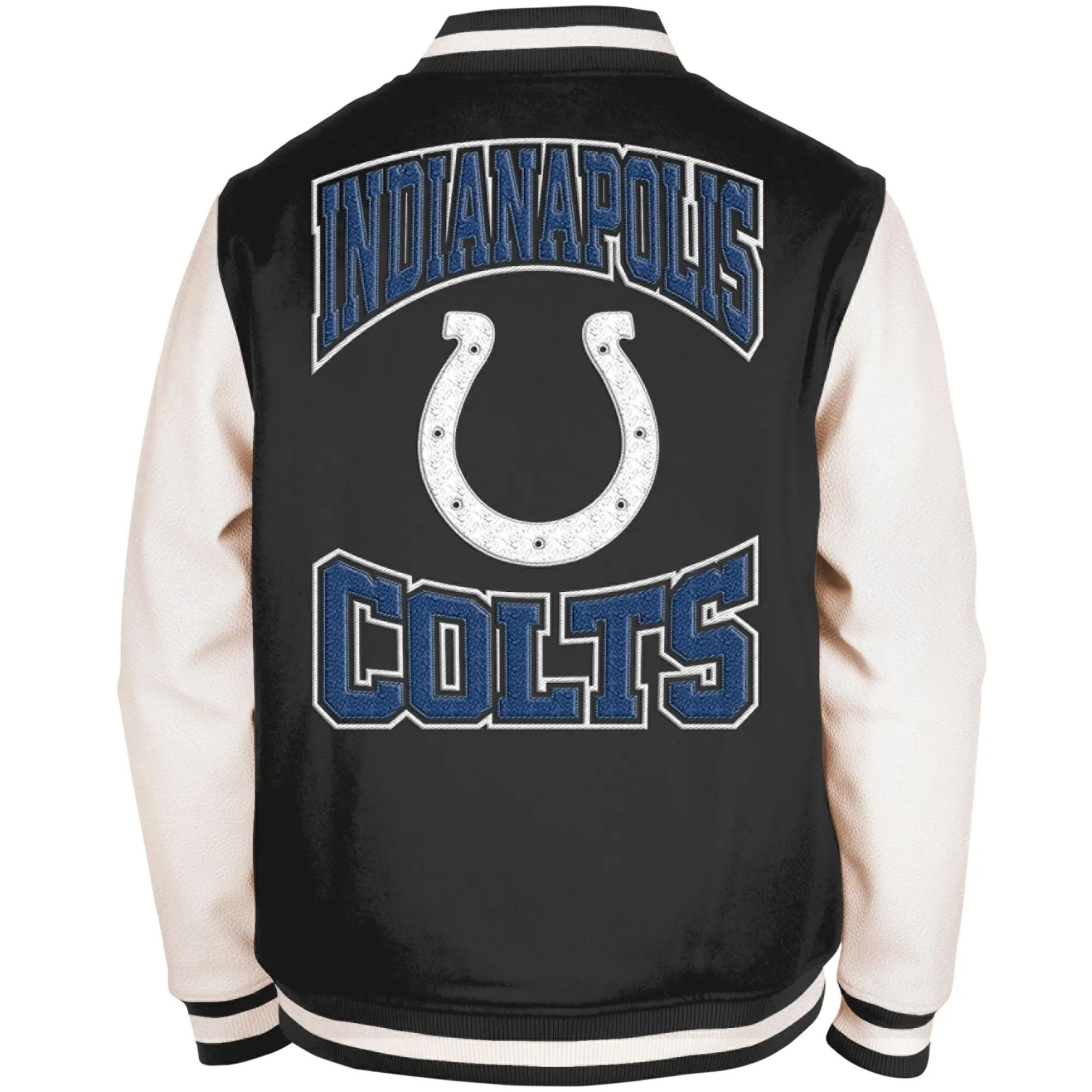 Indianapolis Colts Third Down 2.0 Chenille Wool & Leather Varsity Jacket - Image 2