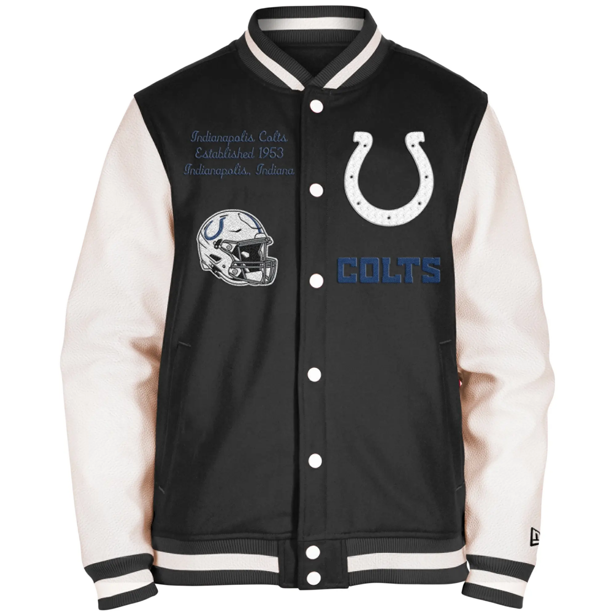 Indianapolis Colts Third Down 2.0 Chenille Wool & Leather Varsity Jacket
