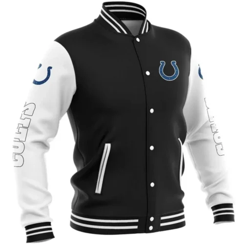Indianapolis Colts Classic Rib Knit Satin Varsity Jacket