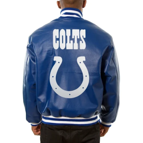 Alternative view of Indianapolis Colts Navy Full Leather Varsity Jacket
