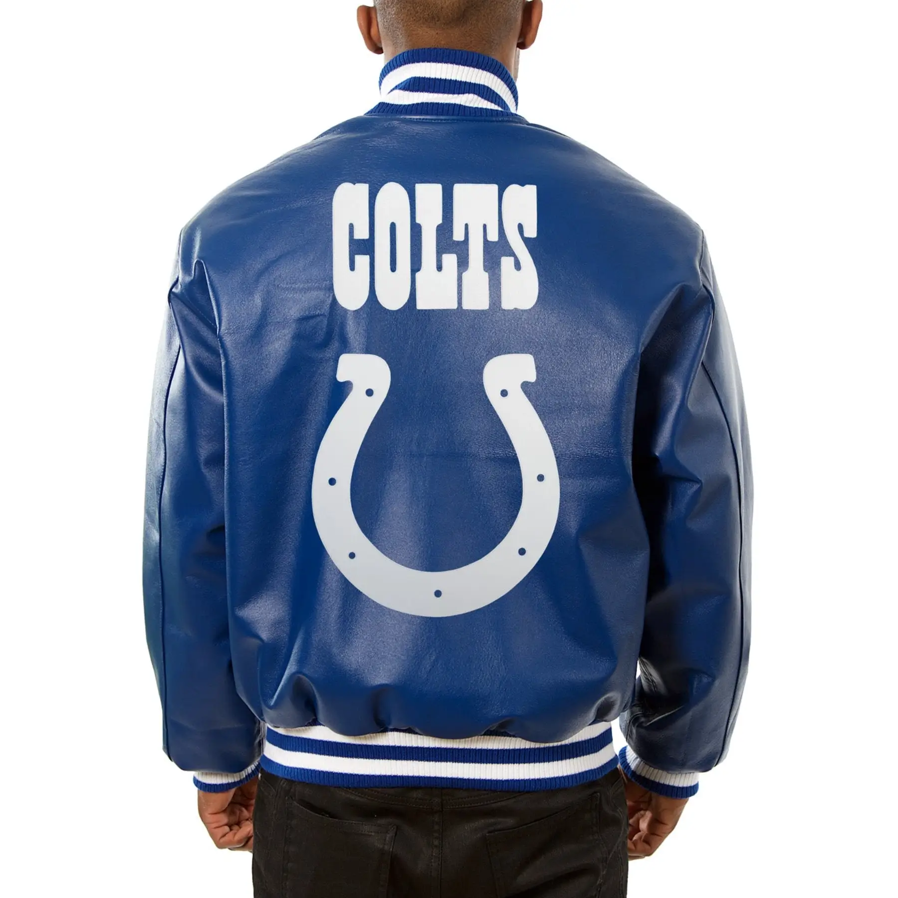 Indianapolis Colts Navy Full Leather Varsity Jacket - Image 2