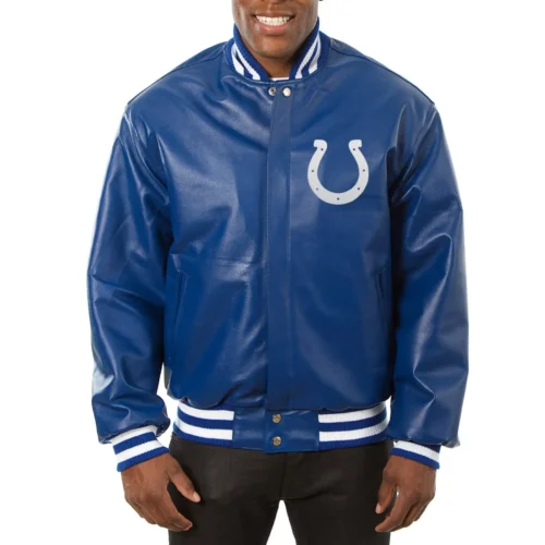 Indianapolis Colts Navy Full Leather Varsity Jacket
