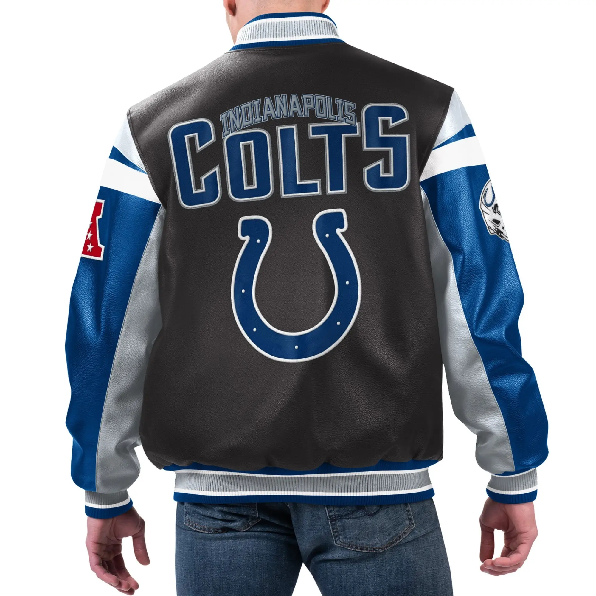 Indianapolis Colts Full-Zip Leather Varsity Jacket - Image 2