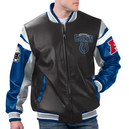 Indianapolis Colts Full-Zip Leather Varsity Jacket