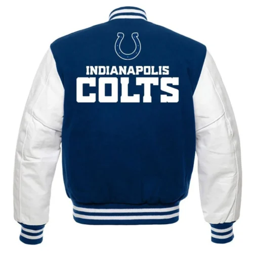 Alternative view of Indianapolis Colts Letterman Blue/White Wool & Leather Varsity Jacket
