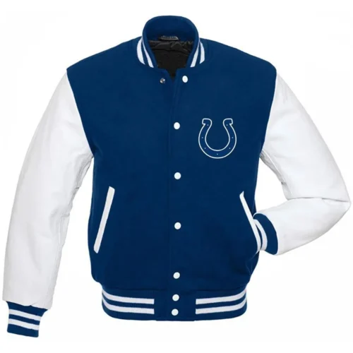 Indianapolis Colts Letterman Blue/White Wool & Leather Varsity Jacket