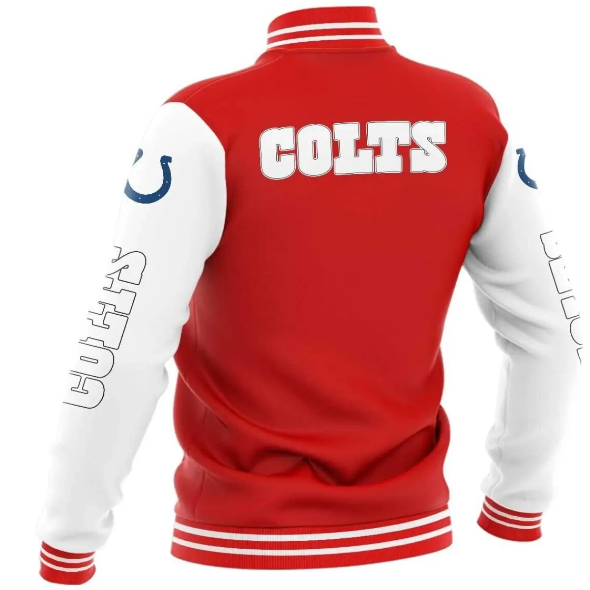 Indianapolis Colts Satin Varsity Jacket Red & White - Image 2
