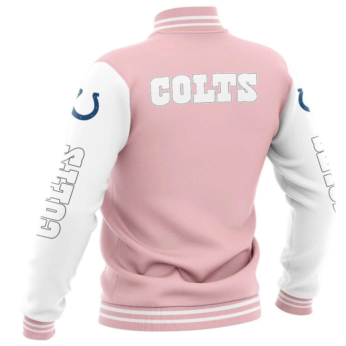 Indianapolis Colts Snap Button Satin Varsity Jacket - Image 2