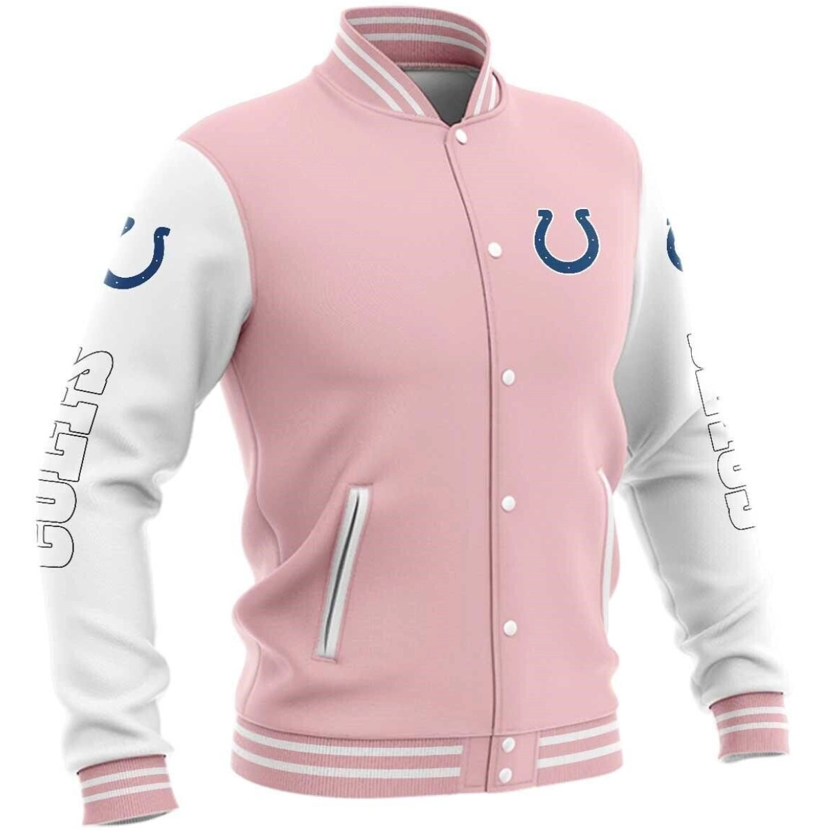 Indianapolis Colts Snap Button Satin Varsity Jacket
