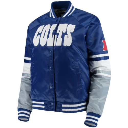 Indianapolis Colts Women's Victory Cheer Navy Satin Varsity Jacket
