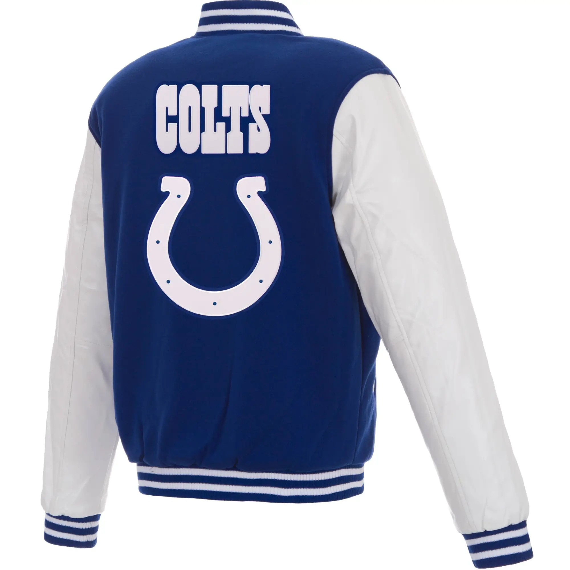 Indianapolis Colts Two Tone Wool & Faux Leather Varsity Jacket - Image 2