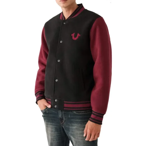 Indianapolis Colts Burgundy & Black Wool Varsity Jacket