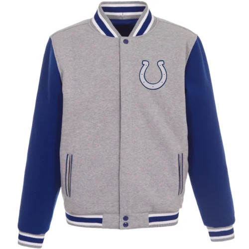 Indianapolis Colts Two Tone Wool Varsity Jacket Gray & Blue