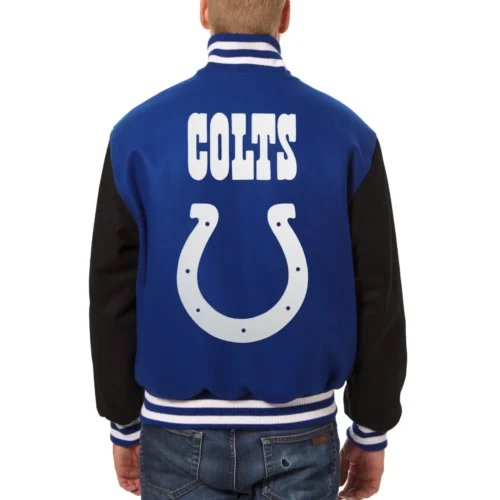 Alternative view of Indianapolis Colts Handmade Two Tone Blue/Black Wool Varsity Jacket