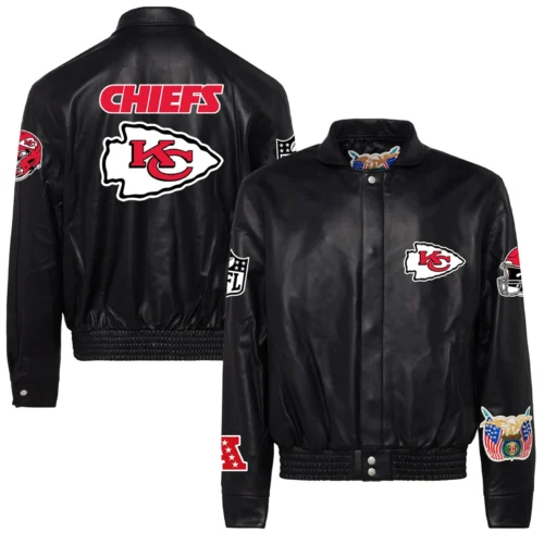 Kansas City Chiefs Full-Snap Black Full Leather Jacket - Image 3