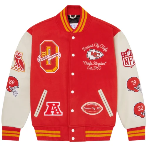 Kansas City Chiefs Full-Snap Wool & Leather Varsity Jacket
