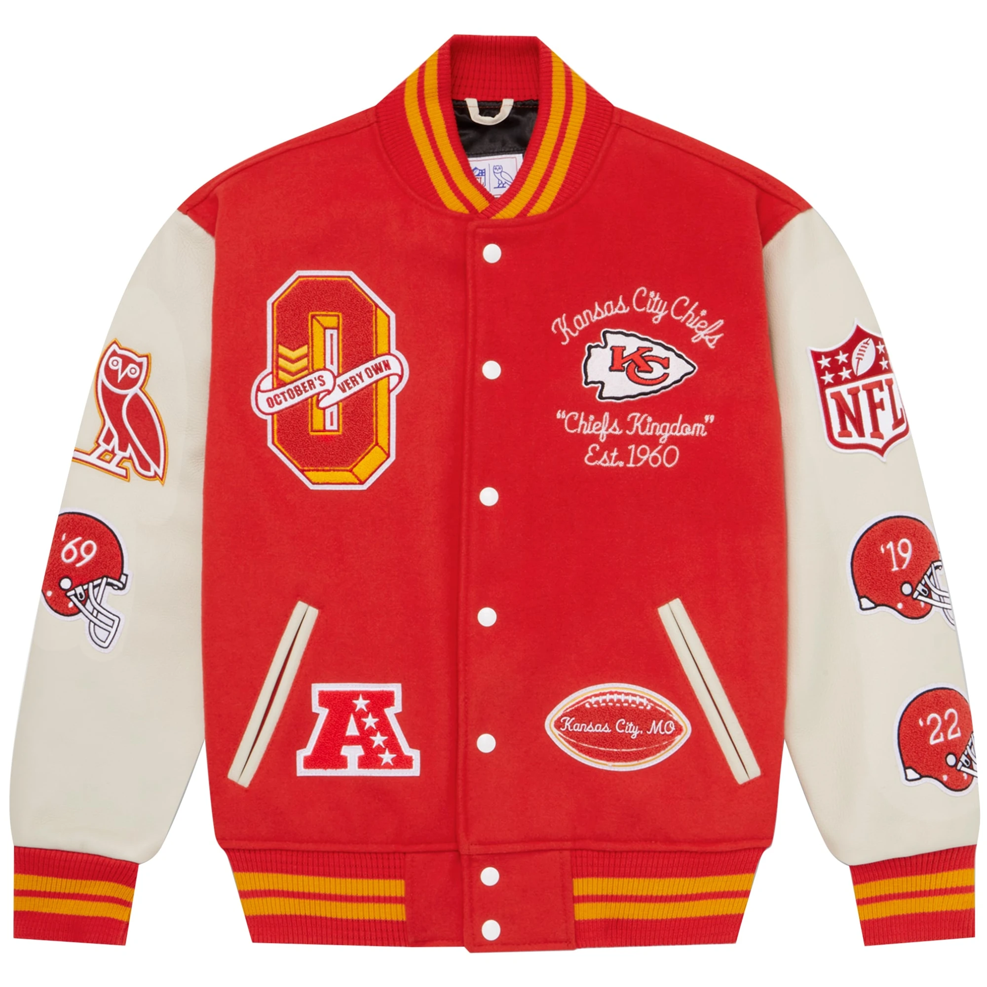 Kansas City Chiefs Full-Snap Wool & Leather Varsity Jacket