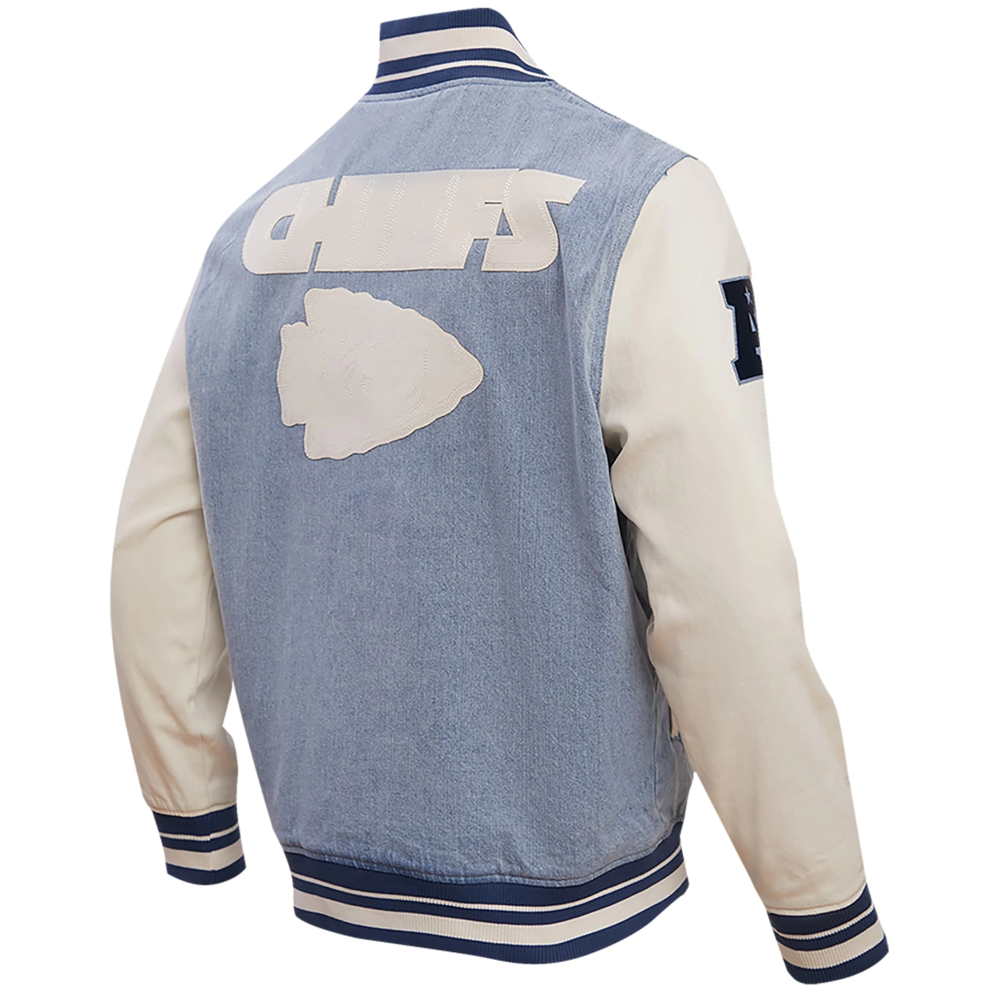 Kansas City Chiefs Blues Denim & Leather Full-Snap Varsity Jacket - Image 2