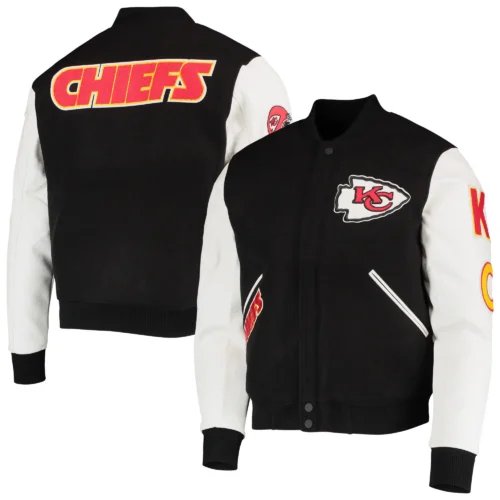 Kansas City Chiefs Classic Black & White Varsity Jacket - Image 4