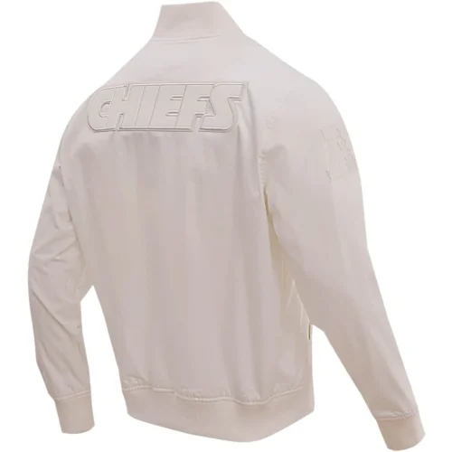 Alternative view of Kansas City Chiefs Neutral Full-Zip Satin Varsity Jacket