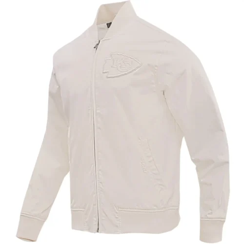 Kansas City Chiefs Neutral Full-Zip Satin Varsity Jacket